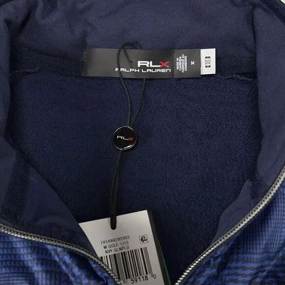 RLX Ralph Lauren Mens Medium Quilted Golf Vest Full Zip Wool Blend NEW $228